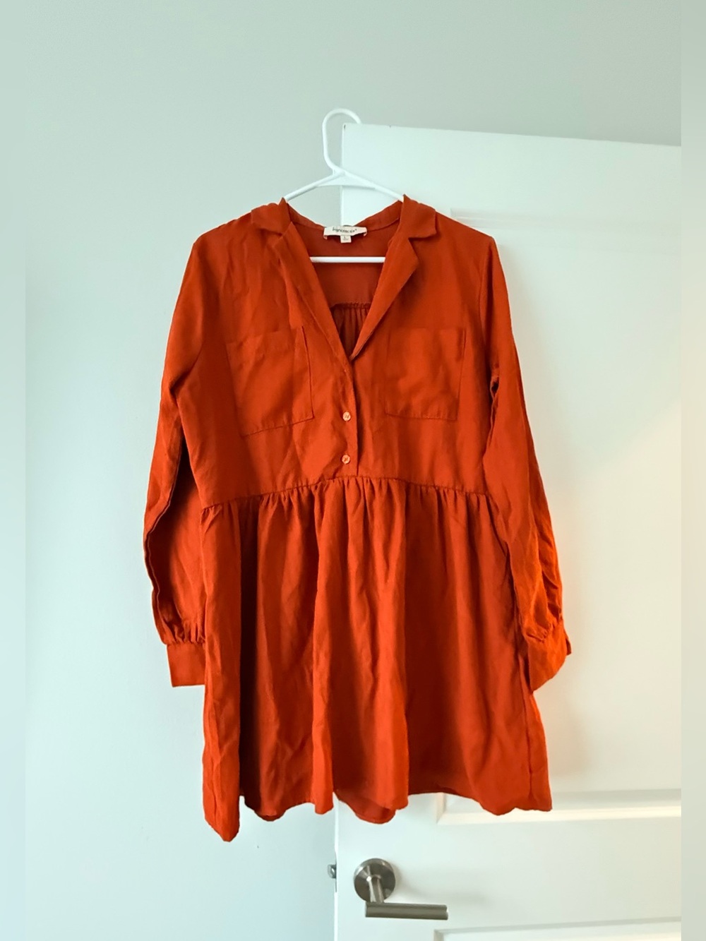 Francesca's Collections Rust Orange Long Sleeve Midi Dress